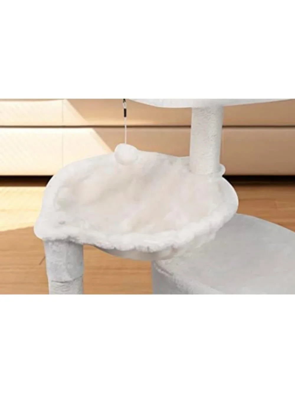 Cozy 39.4'' Cat Tree with Condo & Spacious Hammock - Beige Pet Furniture